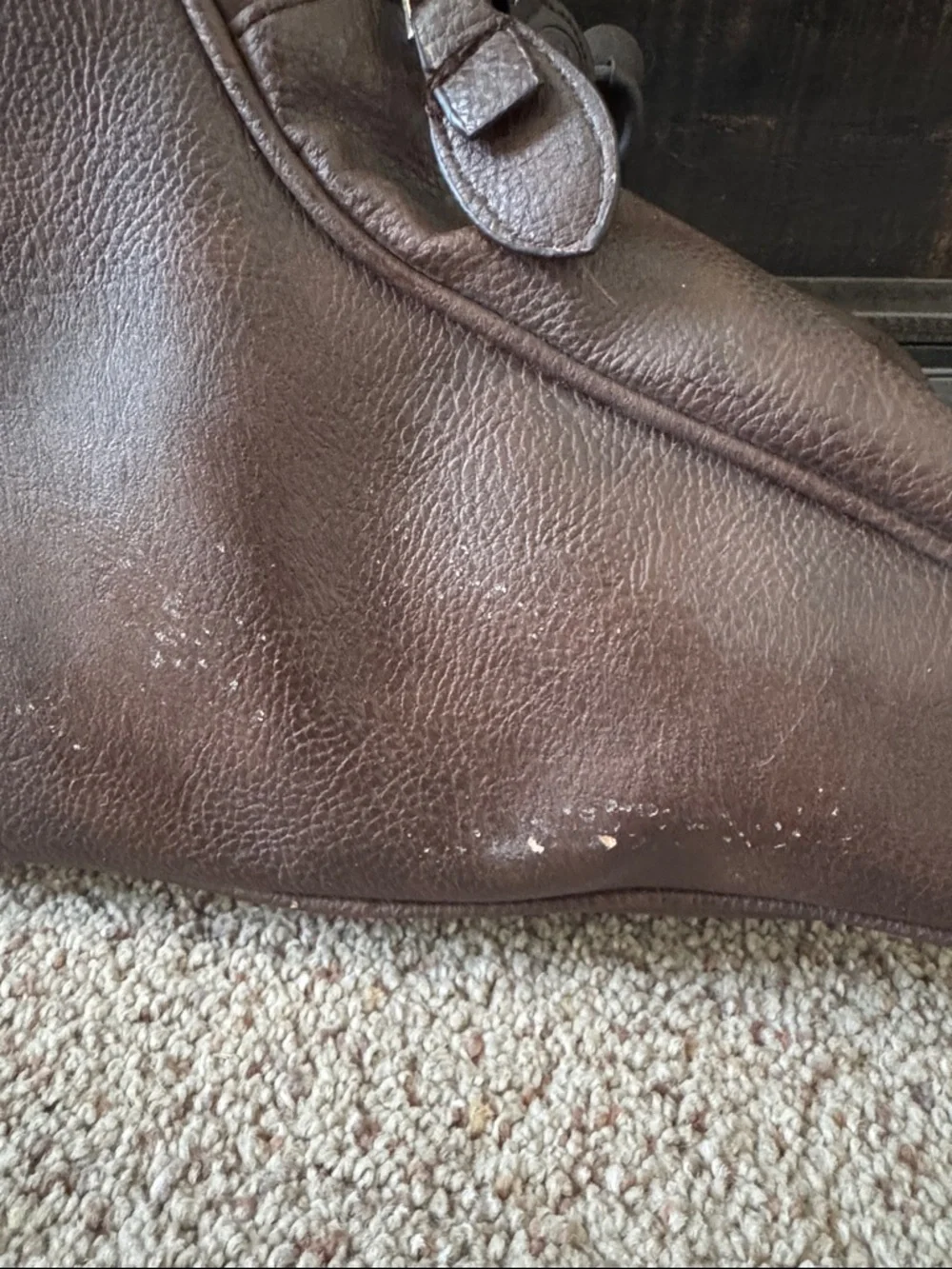 3D Belt Men's Brown Tooled Accent Faux Leather Boot Bag